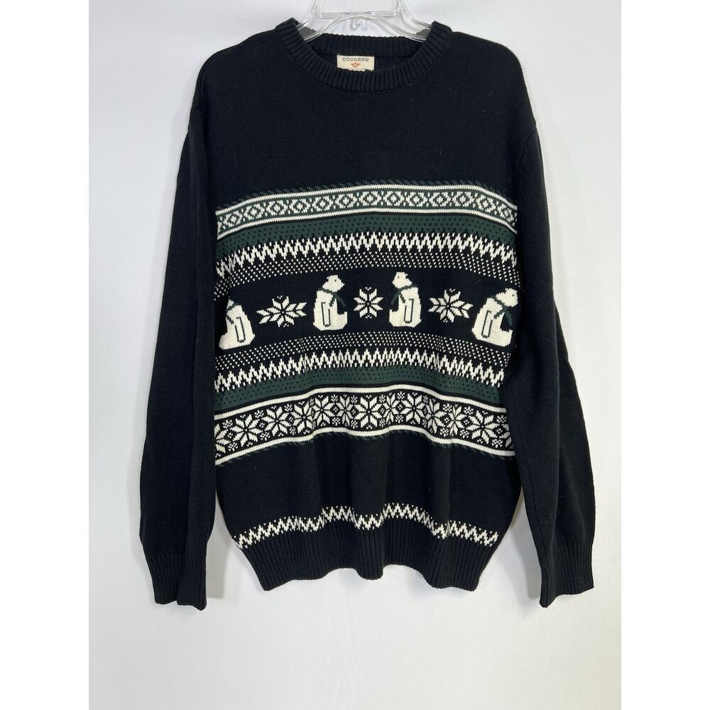 Men’s Fair Isle Nordic Cotton Pullover Sweater Holiday Bears Docker’s‎ Sz XL